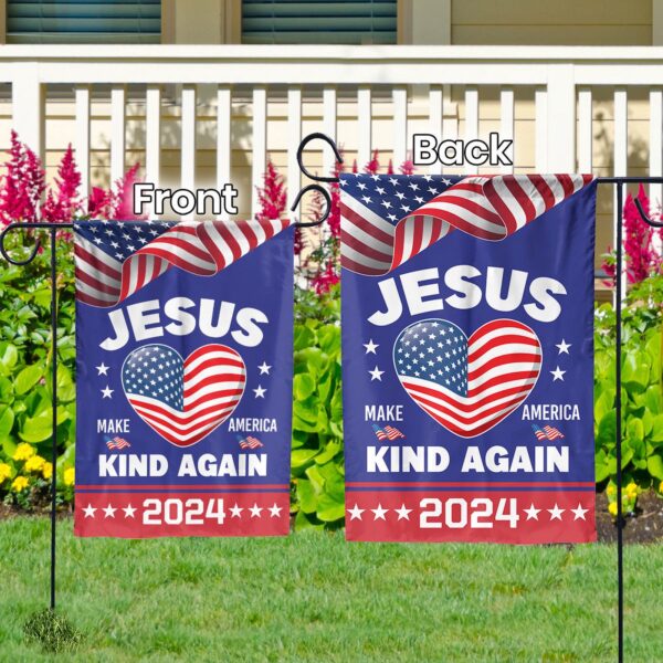 Jesus Make America Kind Again 2024 Garden Flag: Christian Patriotic Decor & Religious Gift