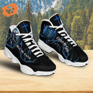 Jesus Man Of Faith Warrior Basketball Shoes, Child Of God Running Shoes, Lion Christian Footwear Sneaker