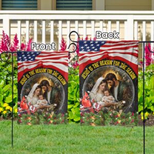 Jesus Nativity Holy Family Christmas Garden Flag - Jesus Is The Reason For The Season House Decor 1