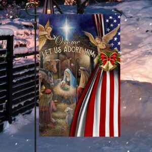 Jesus Nativity Come Let Us Adore Him American Flag Nativity Christmas Decorations Outdoor 1