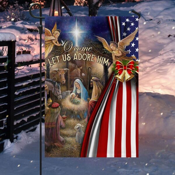 Jesus Nativity Come Let Us Adore Him American Flag Nativity Christmas Decorations Outdoor