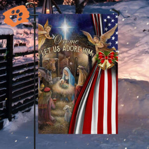 Jesus Nativity Come Let Us Adore Him American Flag Nativity Christmas Decorations Outdoor