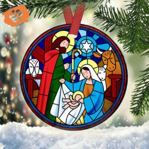 Beautiful Jesus Nativity Ceramic Ornament - Love Life Circle Design