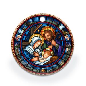 Jesus Nativity Lover Circle Ceramic Ornament - Christmas Decor 1