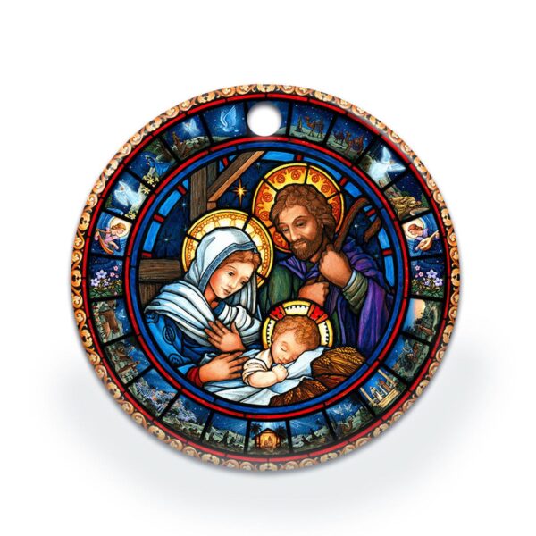 Jesus Nativity Lover Circle Ceramic Ornament – Christmas Decor