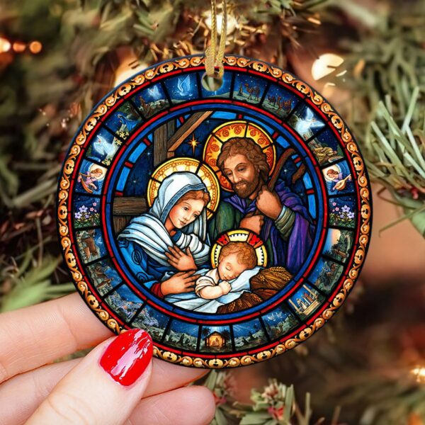 Jesus Nativity Lover Circle Ceramic Ornament – Christmas Decor
