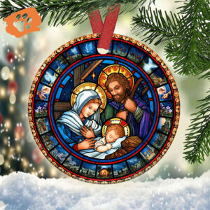 Jesus Nativity Lover Circle Ceramic Ornament - Christmas Decor