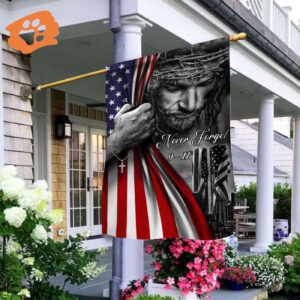 Jesus Never Forget 9-11 American Flag 2025 Patriot Day Faith Christian Outdoor Decor