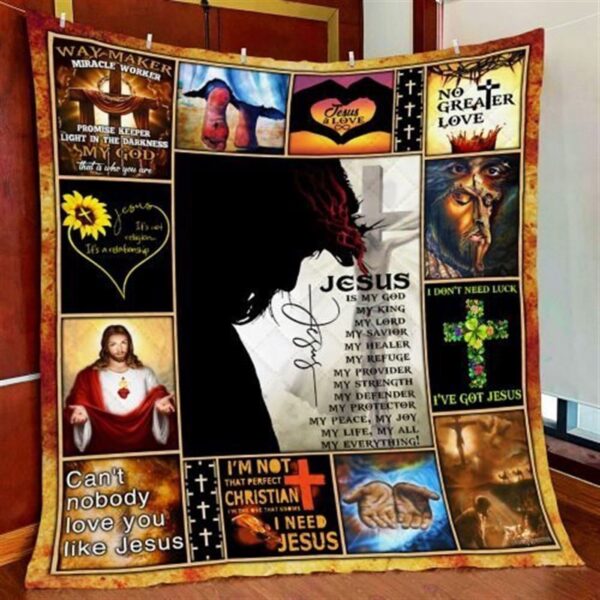 Jesus No Greater Love Christian Quilt Blanket – Perfect Gift for Believers