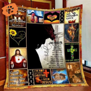 Jesus No Greater Love Christian Quilt Blanket - Perfect Gift for Believers