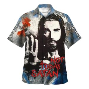 Jesus Not Today Satan Men s Christian Hawaiian Shirt - Perfect Gift for Believers