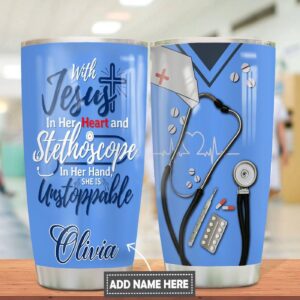 Jesus Nurse Personalized Stainless Steel Tumbler - Jesus Lover Men Women