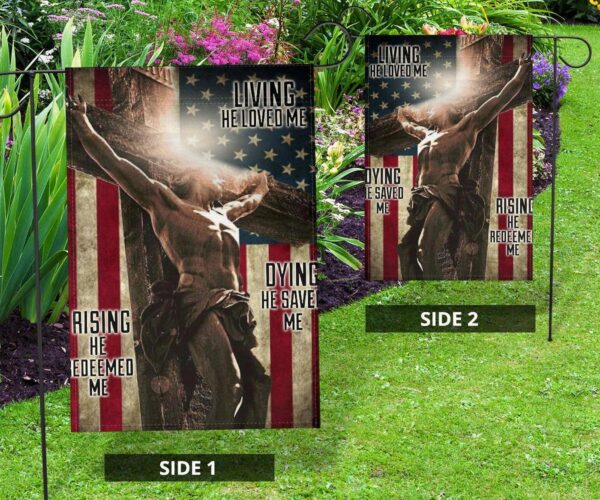 Jesus On Cross Easter American Flag Vintage Living He Loved Me Christian Easter Decor Jesus Flag
