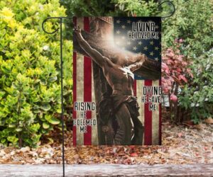 Jesus On Cross Easter American Flag Vintage Living He Loved Me Christian Easter Decor Jesus Flag 3
