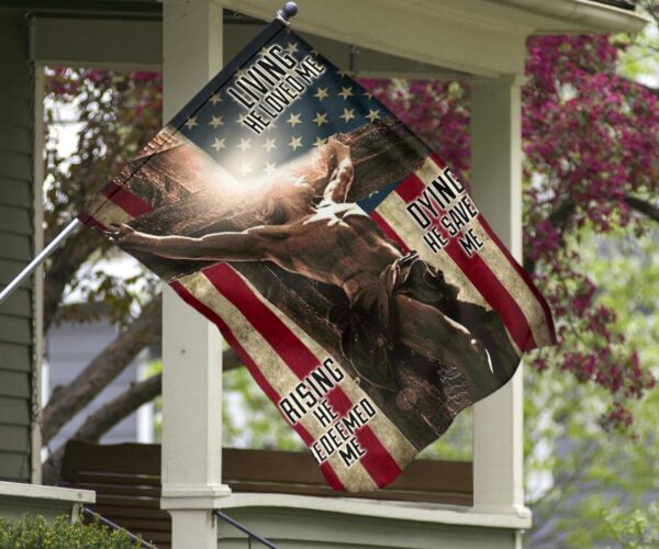 Jesus On Cross Easter American Flag Vintage Living He Loved Me Christian Easter Decor Jesus Flag