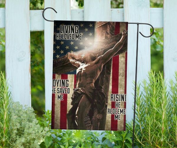 Jesus On Cross Easter American Flag Vintage Living He Loved Me Christian Easter Decor Jesus Flag
