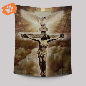 Jesus On The Cross Tapestry with Pretty Dove - Cross Painting Wall Art