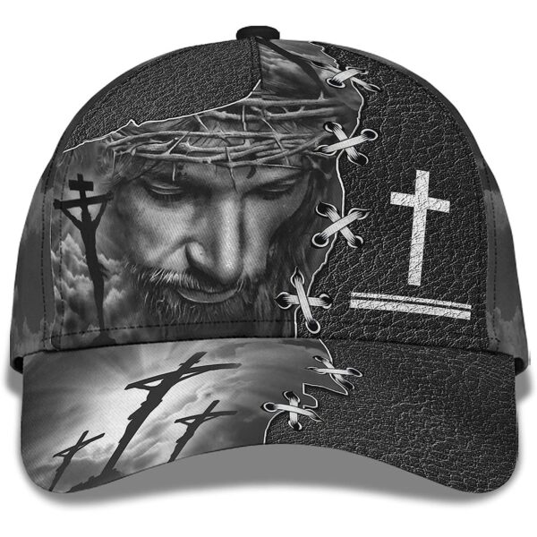 Jesus On The Cross Religion Crown Of Thorn All Over Print Baseball Cap – Christian Hats For Men Women Trucker Classic Hats Gift