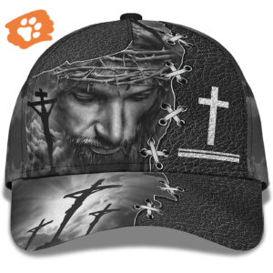 Jesus On The Cross Religion Crown Of Thorn All Over Print Baseball Cap – Christian Hats For Men Women Trucker Classic Hats Gift