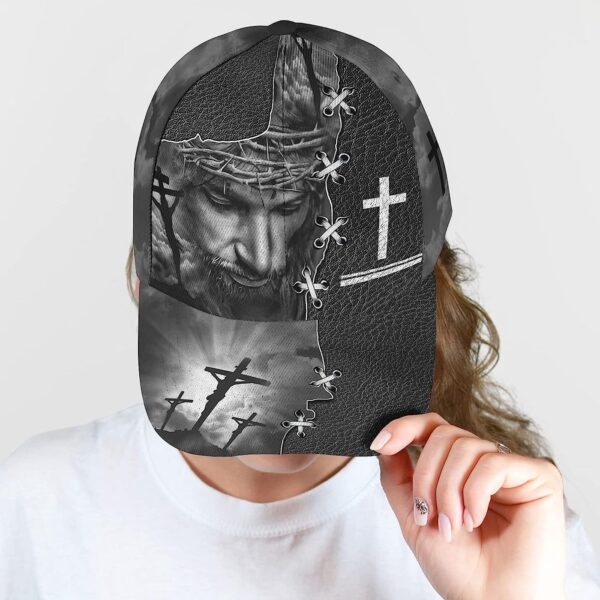 Jesus On The Cross Religion Crown Of Thorn All Over Print Baseball Cap – Christian Hats For Men Women Trucker Classic Hats Gift