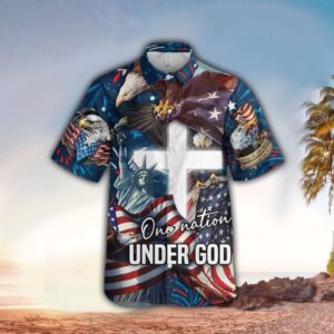 Jesus One Nation Under God Cross Hawaiian Shirt - Religious Christian Apparel