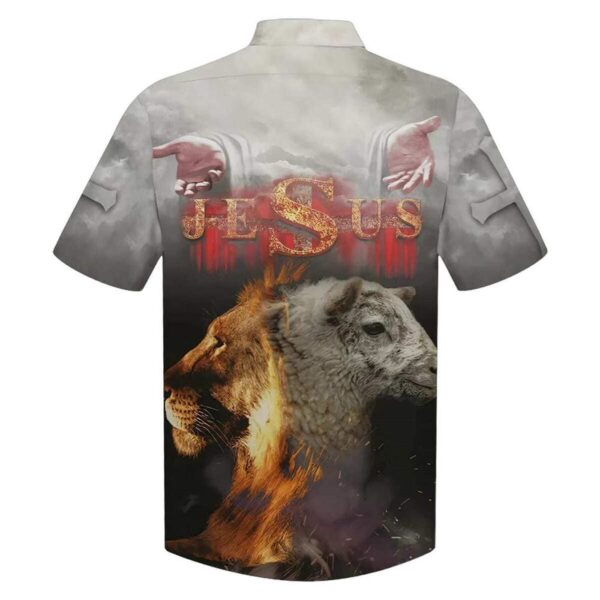 Jesus Lion and Sheep Hawaiian Shirt for Men – Christian Gift