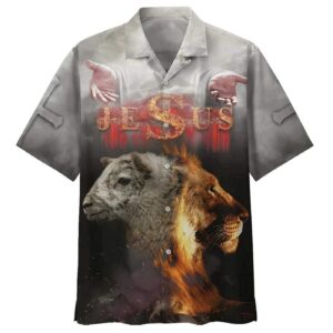 Jesus Lion and Sheep Hawaiian Shirt for Men - Christian Gift