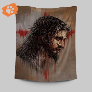 Jesus Paid It All Thorn Of Crown Tapestry: Christian Bible Verse Wall Art for Religious Home Decor