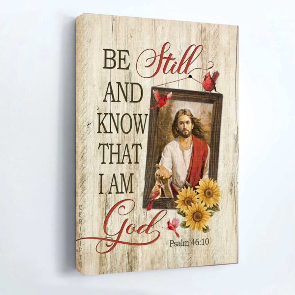 Jesus Calls Red Cardinal Sunflower Painting  Poster Home Decor Gift – Be Still and Know God – Christian Home Decor