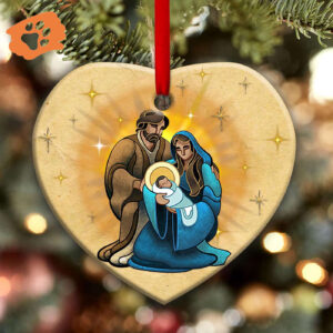 Jesus Peace On Earth Heart Ceramic Ornament - Religious Christmas Decor
