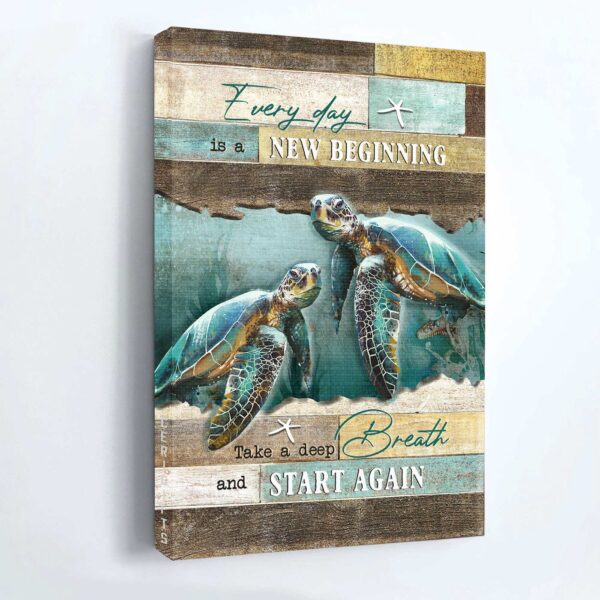 Religious Christian Home Decor Gift: Jesus Sea Turtle & Starfish Portrait Poster – New Beginning