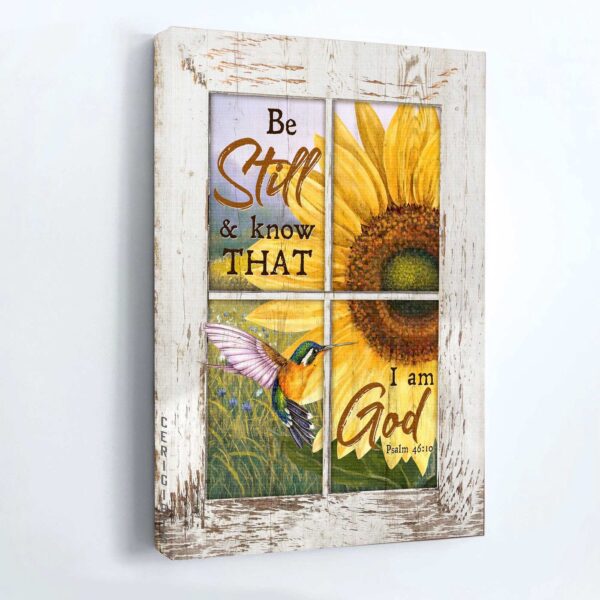 Christian Home Decor Gift: Jesus Portrait & Hummingbird Poster – Be Still & Know – Sunflower Art