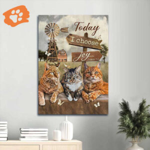Christian Home Decor Gift: Jesus Portrait Poster with Cat Farm Windmill - Choose Joy