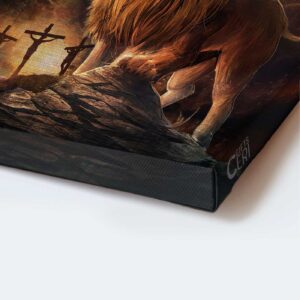 Angry Lion Jesus Portrait Poster - Lion of Judah Cross Home Decor Gift for Christian 1