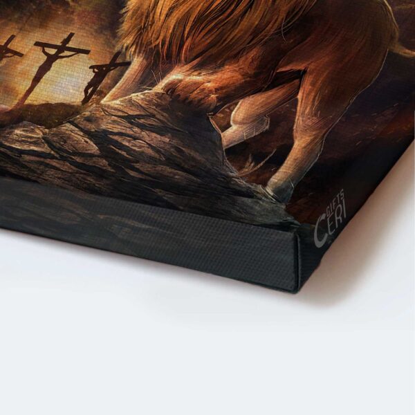 Angry Lion Jesus Portrait Poster – Lion of Judah Cross Home Decor Gift for Christian