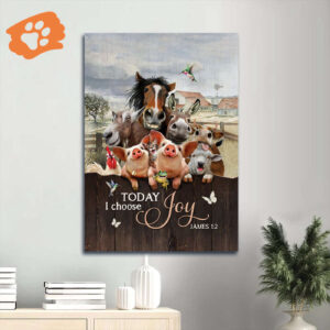 Jesus Portrait & Hummingbird Poster Home Decor Gift - Christian Farm Animal Painting - Today I Choose Joy