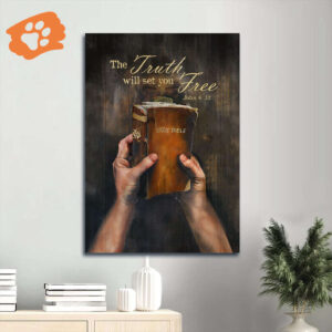 Jesus Portrait Poster - Antique Bible Home Decor Gift for Christian - The Truth Will Set You Free