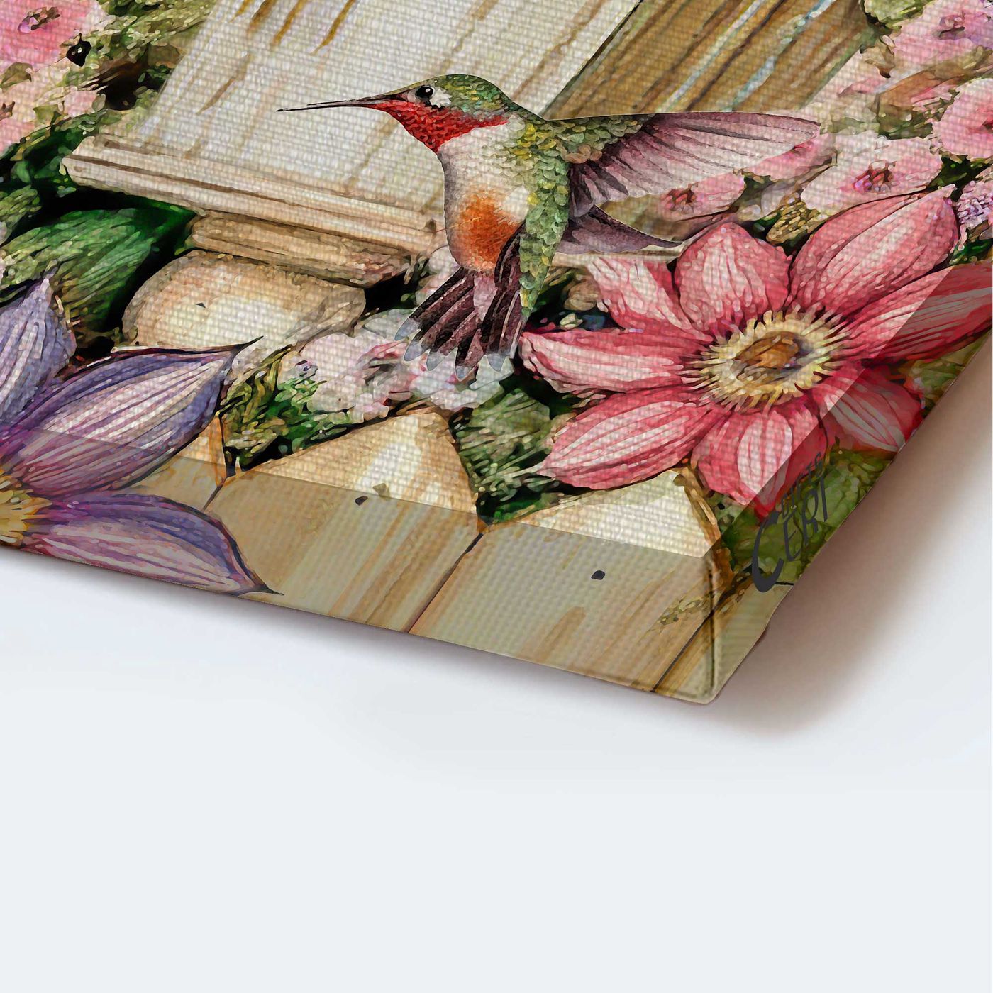 Christian Jesus Portrait Poster – Antique Birdhouse Hummingbird Flower Garden Home Decor Gift