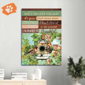Jesus Portrait Poster Home Decor Gift - Antique Birdhouse & Colorful Hummingbird Art - Gift For Christian