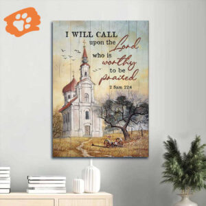 Vintage Jesus Portrait Poster - Peaceful Church Painting Home Decor Gift for Christians - I Will Call Upon the Lord
