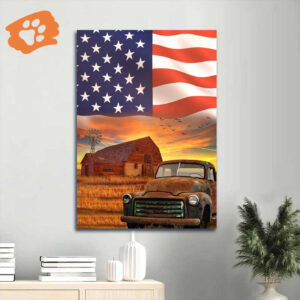 Vintage Jesus Portrait Poster Home Decor Gift - Christian Antique Ladybug Car Rice Field Big US Flag Old Barn Art Print