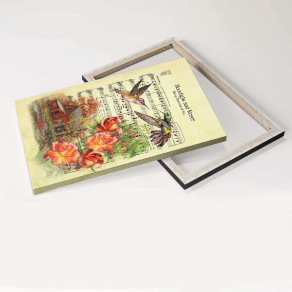 Jesus Portrait Poster Home Decor Gift – Antique Music Sheet Hummingbird Orange Rose – Gift For Christian