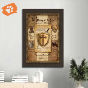 Jesus Portrait Poster - Armor of God Shield of Faith Home Decor Gift for Christian - Be Strong in the Lord - 82 characters