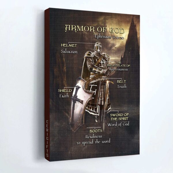 Armor of God Jesus Portrait Poster: Warrior Painting Home Decor Gift for Christian