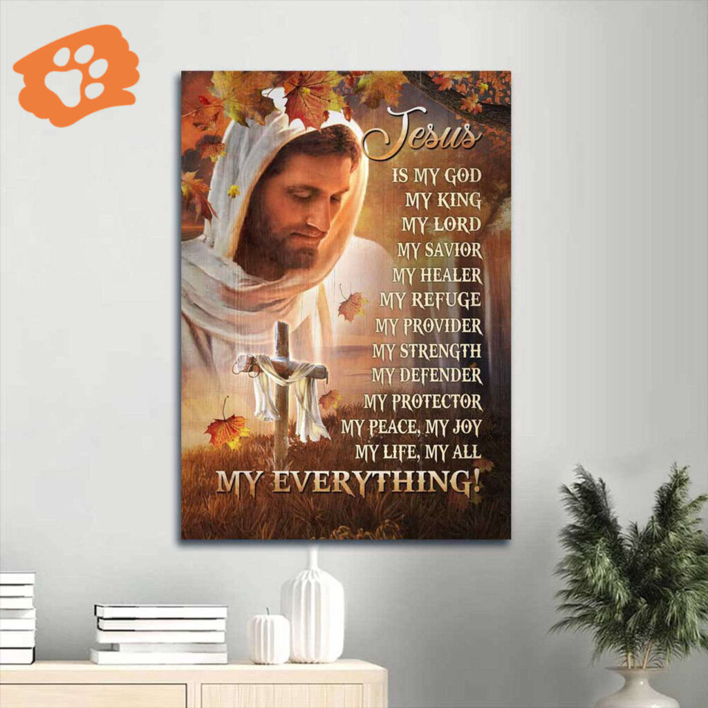 Autumn Jesus Portrait Poster – Abstract Painting with Wooden Cross – Christian Home Decor Gift Autumn Jesus Portrait Poster – Abstract Painting with Wooden Cross – Christian Home Decor Gift