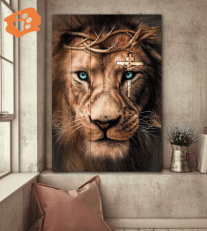 Jesus Portrait Poster: Lion Cross Thorn Crown Home Decor Gift for Christian