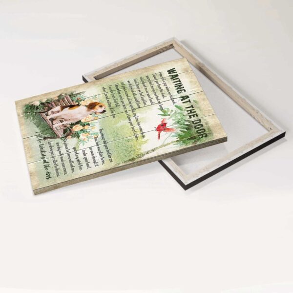 Christian Home Decor Gift: Jesus Portrait Poster with Beagle and Cardinal – Waiting at the Door