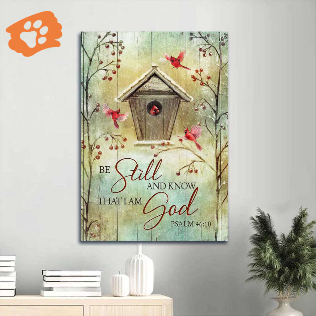 Jesus Portrait Poster Home Decor – Beautiful Red Cardinal Drawing Gift for Christian – Be Still and Know I Am God Jesus Portrait Poster Home Decor – Beautiful Red Cardinal Drawing Gift for Christian – Be Still and Know I Am God
