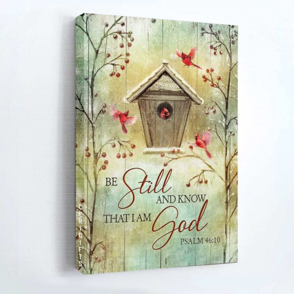Jesus Portrait Poster Home Decor – Beautiful Red Cardinal Drawing Gift for Christian – Be Still and Know I Am God