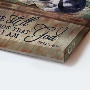 Christian Home Decor Gift: Jesus Portrait Poster with Cat Drawing Hydrangea Vase and Book Portrait - Be Still and Know 1